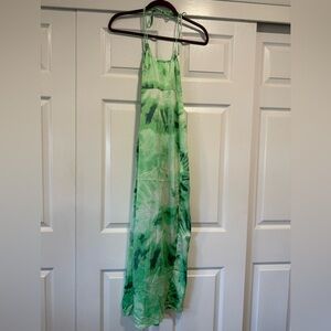Nasty Gal Green Tie-Dye Maxi Dress with Leg Slit